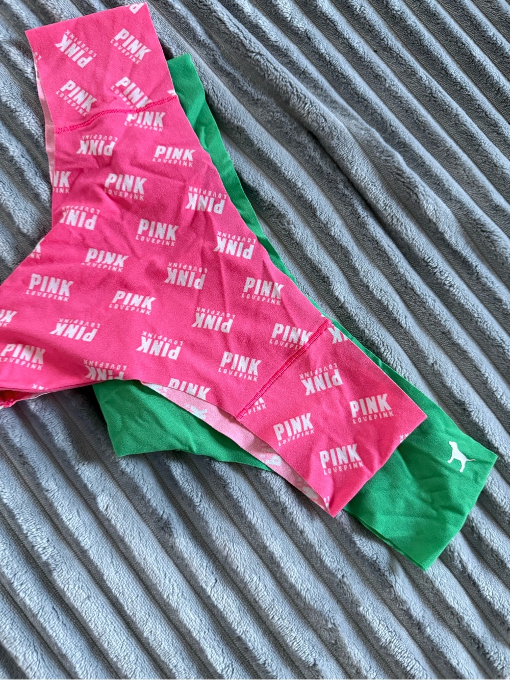 PINK Logo Pink & Green Panty Set